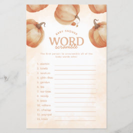 Herfst Pompoen Baby shower Word Scramble Game