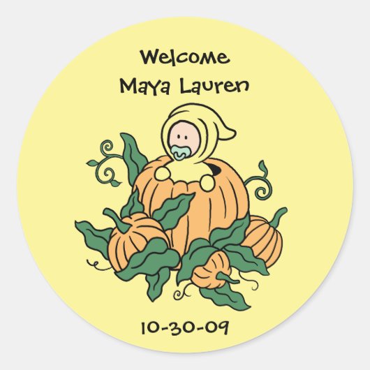 Herfst Pompoen Baby Sticker - Baby Borrel (Voorkant)