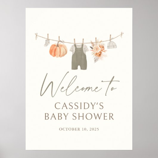 Herfst pompoen babykleding Baby shower welkomstbor Poster (Voorkant)
