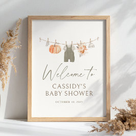 Herfst pompoen babykleding Baby shower welkomstbor Poster