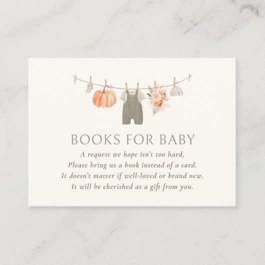 Herfst Pompoen Babykleding Boeken voor Baby Informatiekaartje (Voorkant)