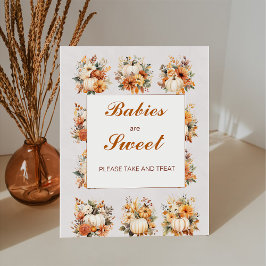 Herfst pompoen baby's zijn zoet Baby shower Reclamebord Met Voetstuk