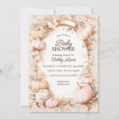 Herfst Pompoen babyshower uitnodiging vintage blus (Voorkant)