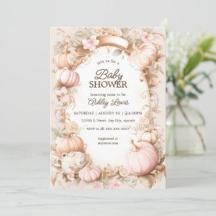 Herfst Pompoen babyshower uitnodiging vintage blus
