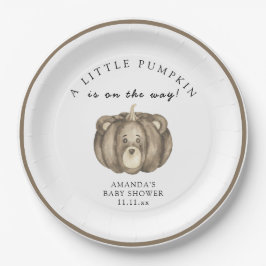 Herfst pompoen beer Baby shower Papieren Bordje