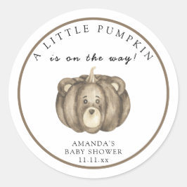 Herfst pompoen beer Baby shower Ronde Sticker