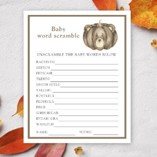 Herfst pompoen beer - Baby Woord Ontscramble Spel