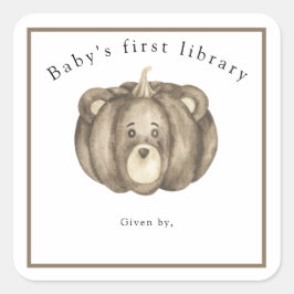 Herfst pompoen beer - Baby's eerste bibliotheek Vierkante Sticker