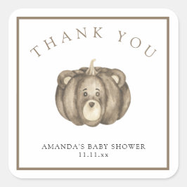 Herfst pompoen beer - Dank u Vierkante Sticker
