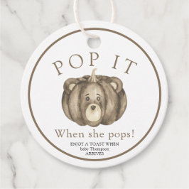 Herfst pompoen Beer - Pop het! Baby Shower Bedankjes Labels
