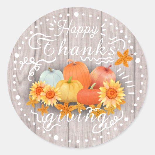 Herfst Pompoen Beige Pine Ronde Sticker (Voorkant)