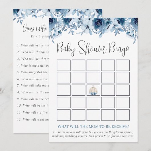 Herfst pompoen bingo raden wie Baby shower games Kaart (Voorkant / Achterkant)