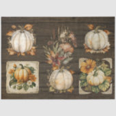 Herfst pompoen bladeren donker rustiek hout decoup tissuepapier (Voorkant)