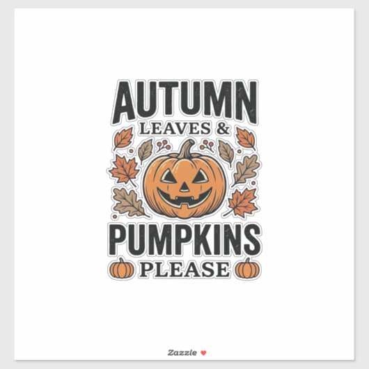 Herfst Pompoen Bladeren Pompoenen Alsjeblieft Vint Sticker (Vel)