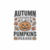 Herfst Pompoen Bladeren Pompoenen Alsjeblieft Vint Sticker (Voorkant)