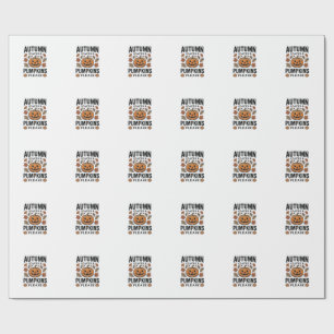 Herfst Pompoen Bladeren Pompoenen Gelieve Vintage_ Cadeaupapier