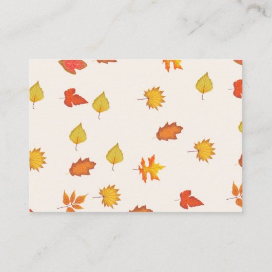 Herfst pompoen bladeren vrijgezellenfeest DIsplay Informatiekaartje (Achterkant)