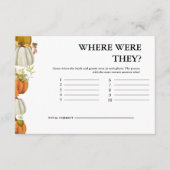 Herfst pompoen bladeren waar waren ze bruids spel informatiekaartje (Voorkant)