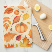 Herfst pompoen bladeren Waterverf