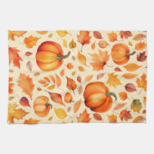 Herfst pompoen bladeren Waterverf Theedoek (Horizontaal)