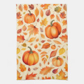 Herfst pompoen bladeren Waterverf Theedoek (Verticaal)