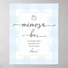 Herfst Pompoen Blauw Gingham Mimosa Bar Bord