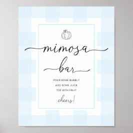 Herfst Pompoen Blauw Gingham Mimosa Bar Bord Poster