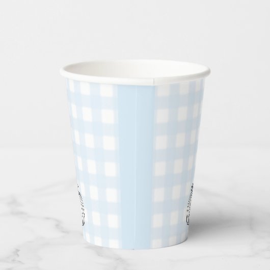 Herfst pompoen blauw gingham papier cup papieren bekers (Rechts)