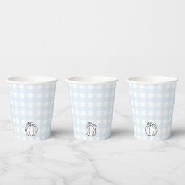 Herfst pompoen blauw gingham papier cup papieren bekers