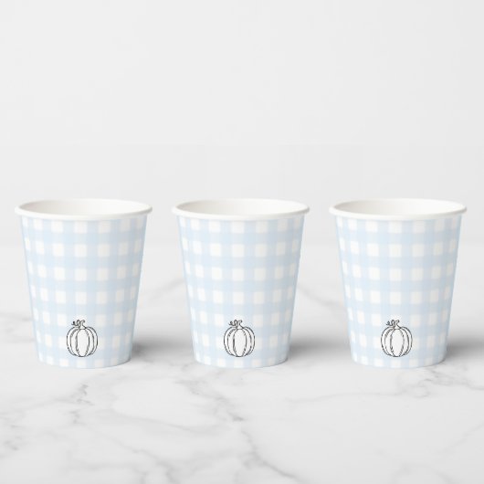 Herfst pompoen blauw gingham papier cup papieren bekers (Multi)