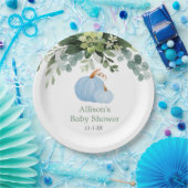 Herfst pompoen blauw groen eucalyptusbaby shower papieren bordje (Feest)