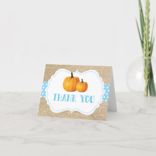 Herfst Pompoen Blauw Jute Bedankkaart