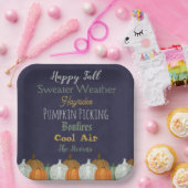 Herfst Pompoen blauwe achtergrond feestuitnodiging Papieren Bordje (Feest)