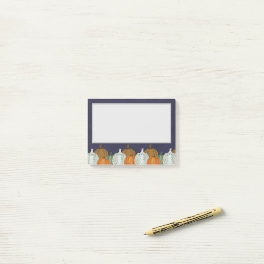 Herfst Pompoen blauwe achtergrond Post-it® Notes (Op bureau)