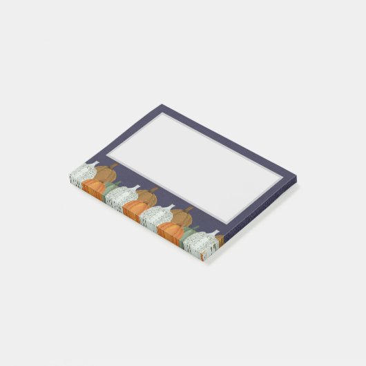 Herfst Pompoen blauwe achtergrond Post-it® Notes (Schuin)