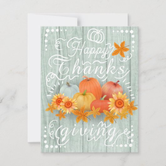 Herfst Pompoen  Blauwe Den Feestdagenkaart (Voorkant)