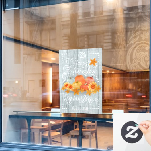 Herfst Pompoen Blauwe Den Raamsticker (Cafe Raam)