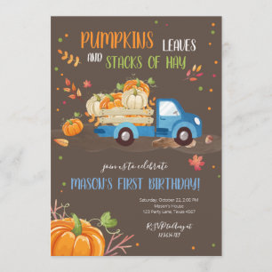 Herfst Pompoen Blauwe Truck Sinaasappel Groene Jon Kaart