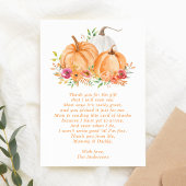 Herfst Pompoen Bloem Baby Shower Bedankkaart