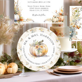 Herfst Pompoen Bloem Wilde Bloem Blad Retouradres Ronde Sticker