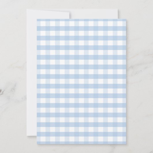 Herfst Pompoen Bloemboog Blauw Gingham Baby shower Kaart (Achterkant)