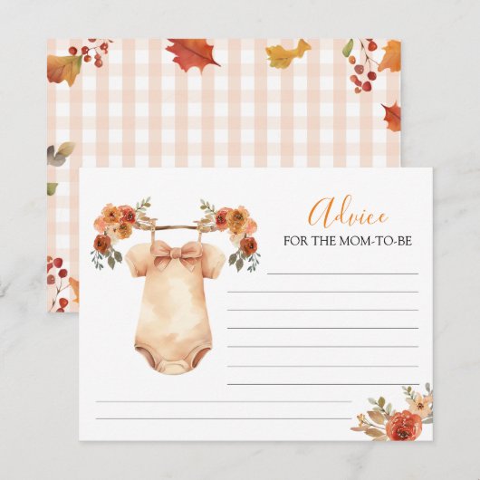 Herfst Pompoen Bloemen Baby Kleding Advies voor Ma Informatiekaartje (Voorkant / Achterkant)