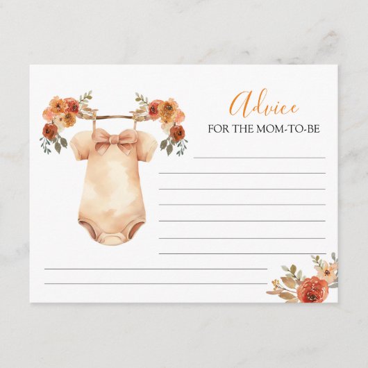 Herfst Pompoen Bloemen Baby Kleding Advies voor Ma Informatiekaartje (Voorkant)