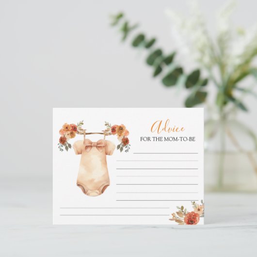 Herfst Pompoen Bloemen Baby Kleding Advies voor Ma Informatiekaartje (Staand voorkant)