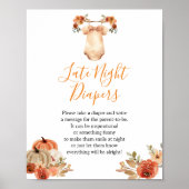 Herfst Pompoen Bloemen Baby shower Late Night Luie Poster (Voorkant)