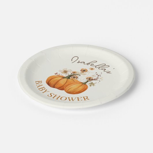 Herfst Pompoen Bloemen Baby shower Papier Cocktail Papieren Bordje (Gekanteld)