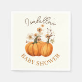 Herfst Pompoen Bloemen Baby shower Papier Cocktail Servet (Voorkant)