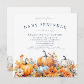 Herfst Pompoen Bloemen Baby shower Sprinkle Kaart (Voorkant / Achterkant)