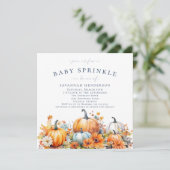Herfst Pompoen Bloemen Baby shower Sprinkle Kaart (Staand voorkant)
