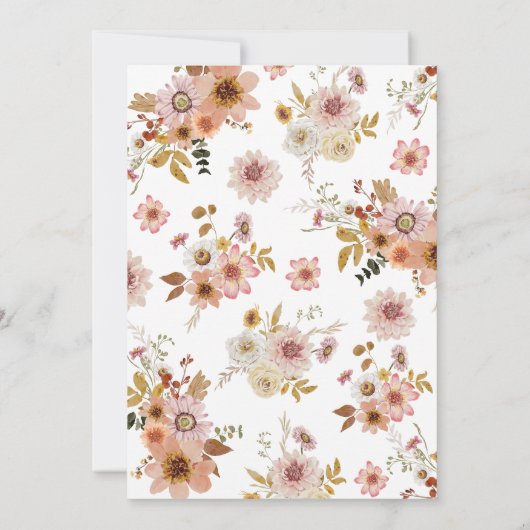 Herfst Pompoen Bloemen Baby shower Uitnodiging (Achterkant)